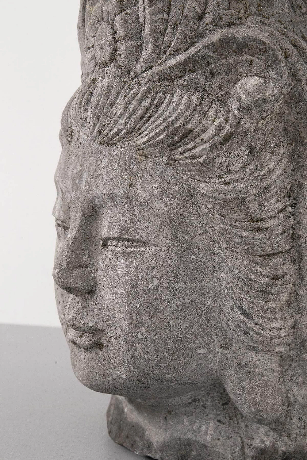 Scultura di testa di Buddha in pietra, '900 3