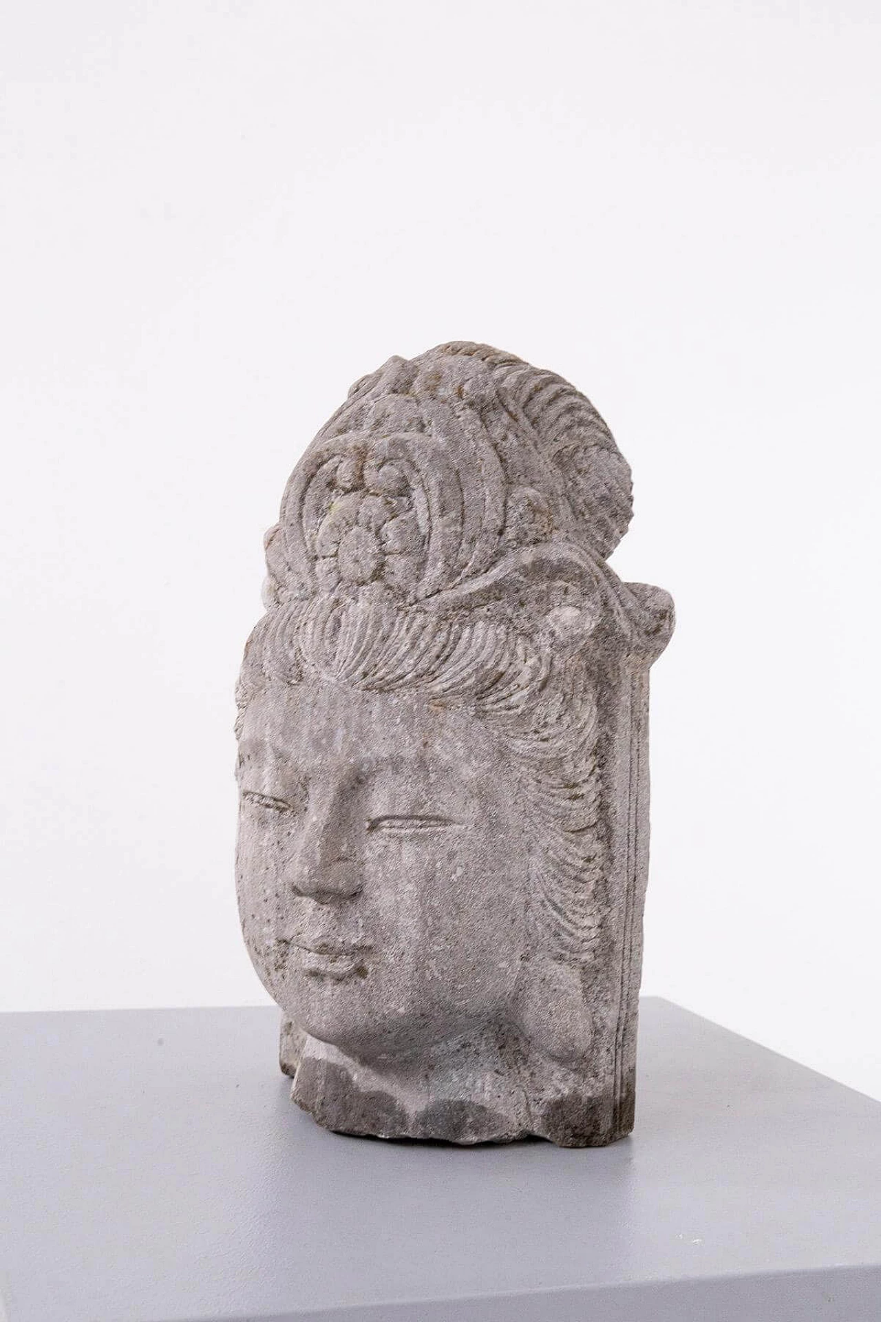 Scultura di testa di Buddha in pietra, '900 6