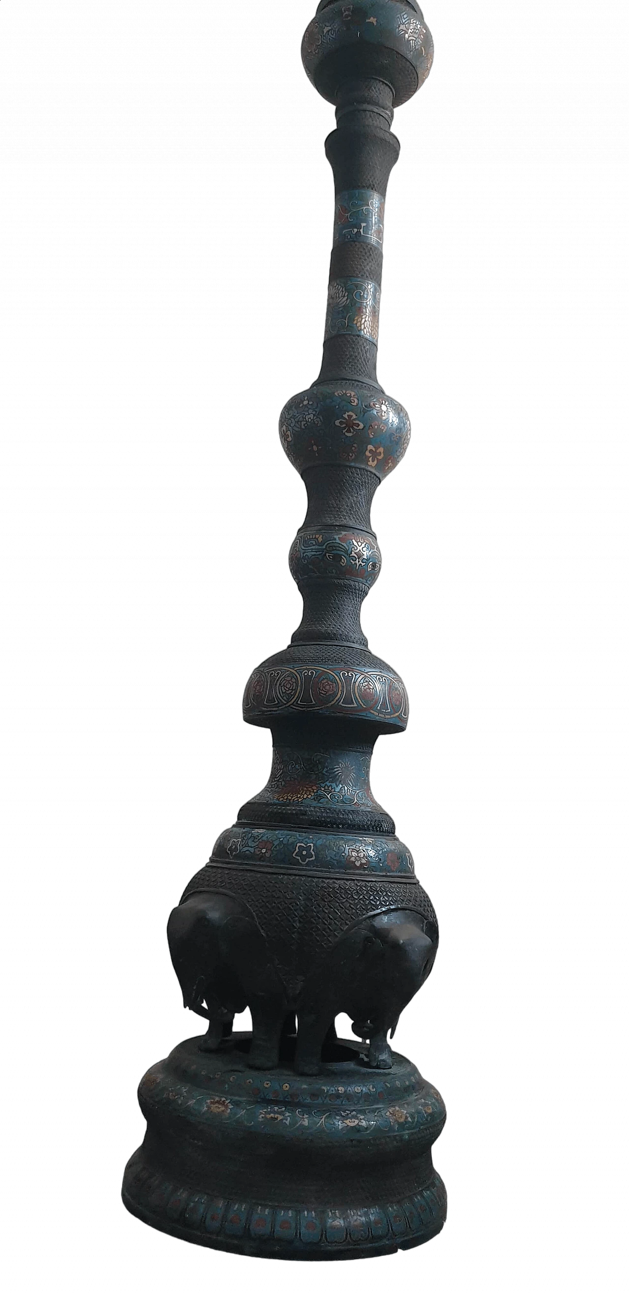 Inlaid and enamelled brass candlestick, 19th century 27