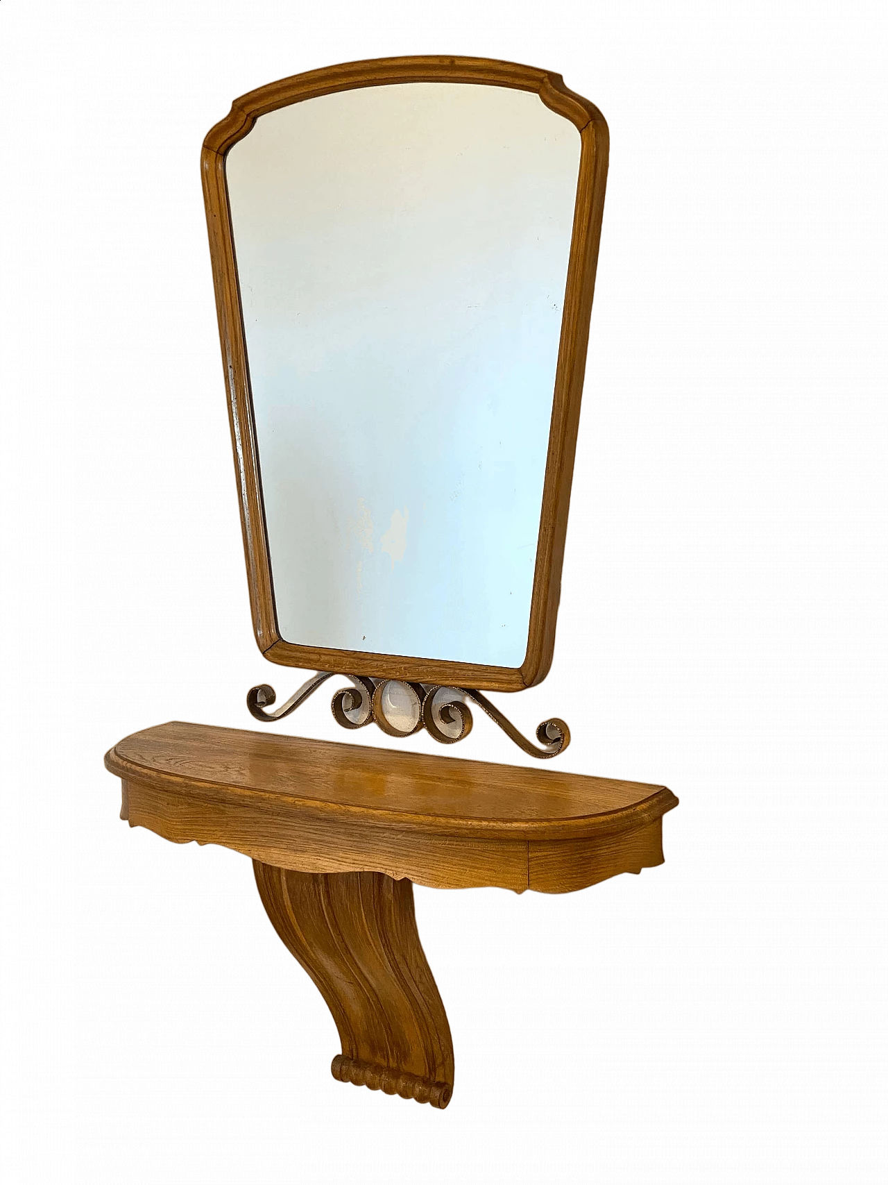 Console table in oak with mirror in the style of Paolo Buffa, 1940s 14