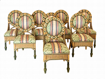 8 Wicker chairs, 1980s