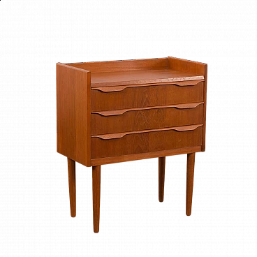 Danish teak dresser with three drawers and sculptural handles, 1960s
