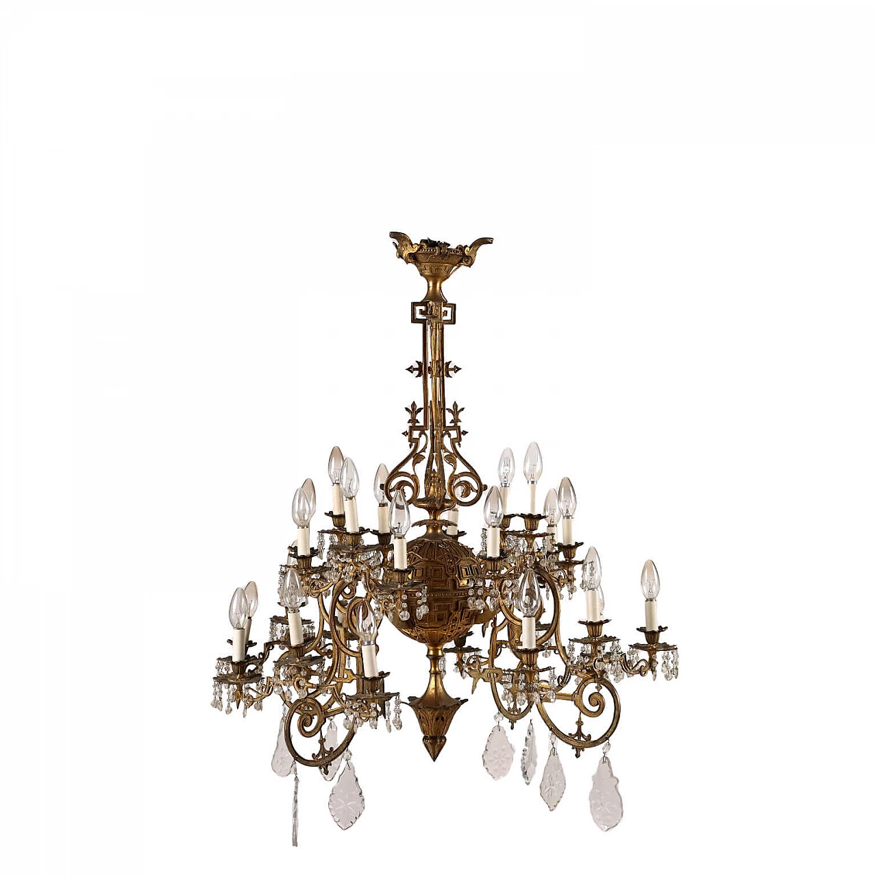 Neo-Gothic gilded bronze and crystal chandelier, 19th century 1