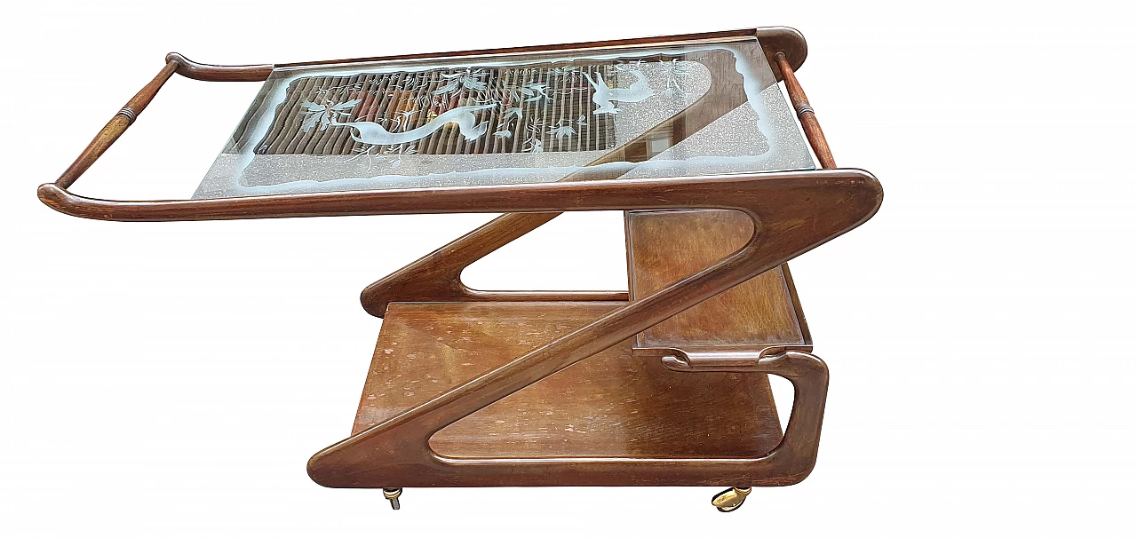 Cart with glass top by Cesare Lacca, 1950s 11