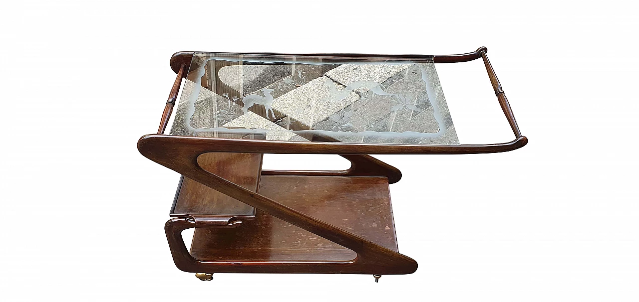 Cart with glass top by Cesare Lacca, 1950s 12
