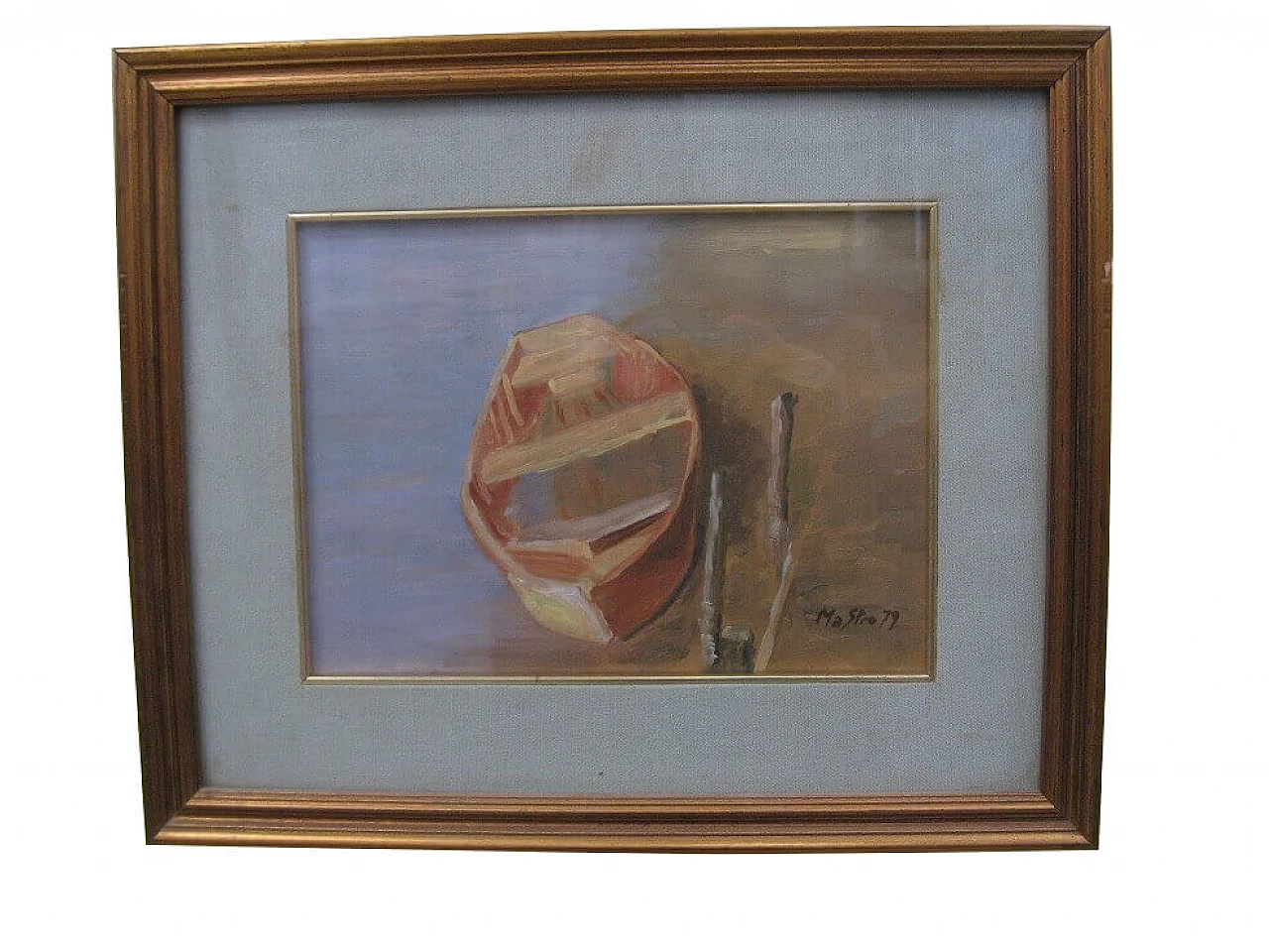 Mario Strocchi, Boat on the Rhine, oil painting on plywood, 1979 9