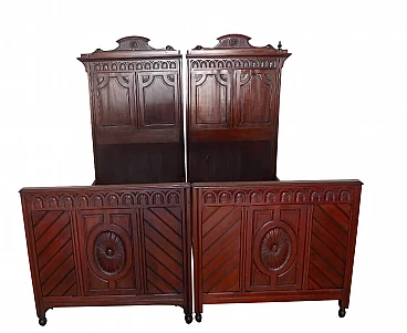 Carved wooden double bed, 1920s