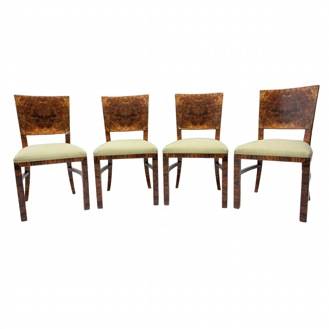 4 Art Deco walnut dining chairs, 1930s 22