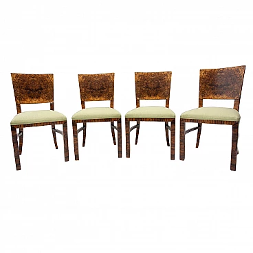 4 Art Deco walnut dining chairs, 1930s