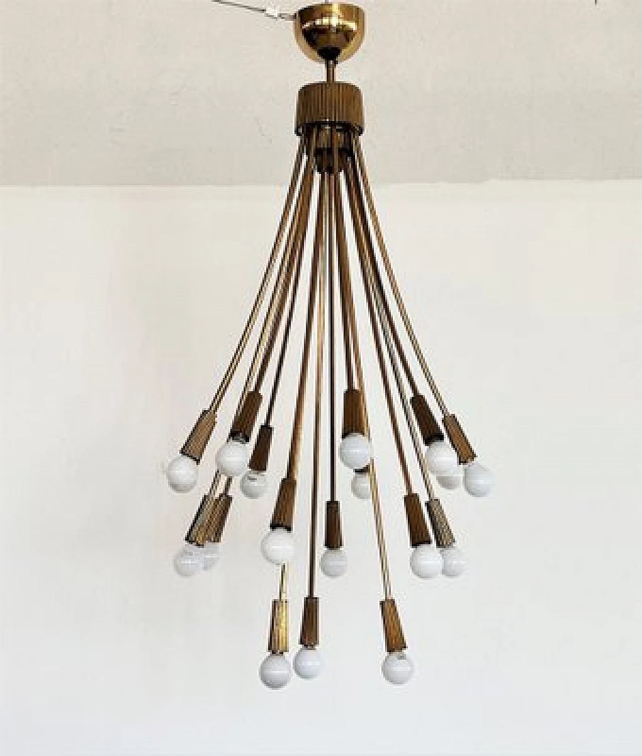 Eighteen-light brass chandelier, 1970s 1