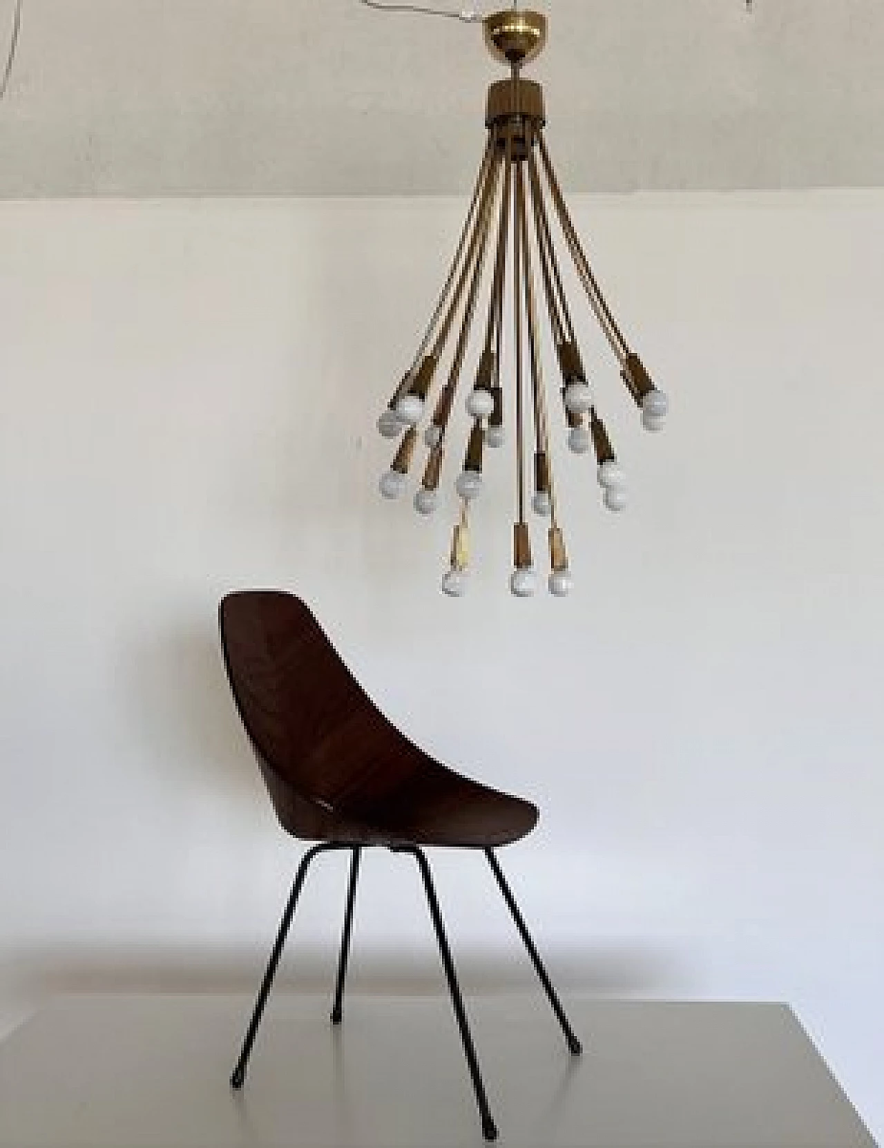 Lampadario in ottone a diciotto luci, anni '70 2