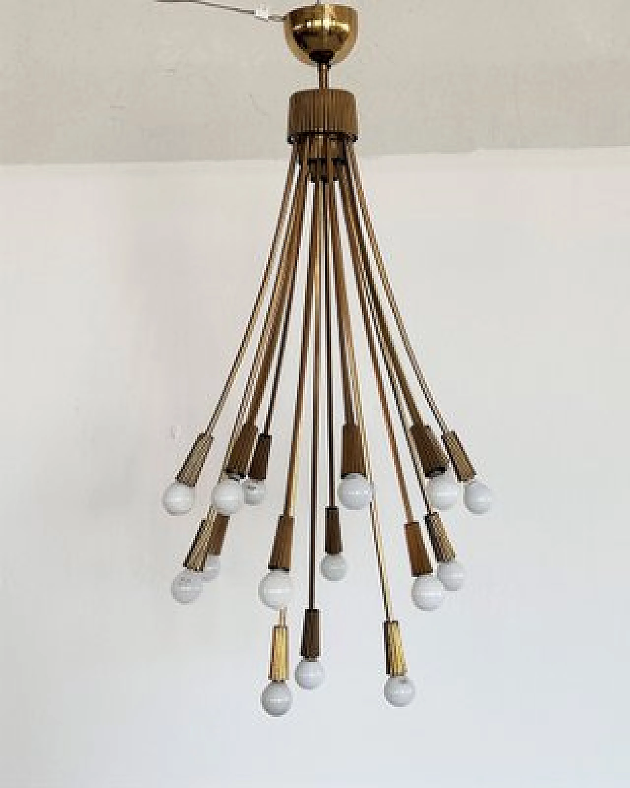 Eighteen-light brass chandelier, 1970s 4