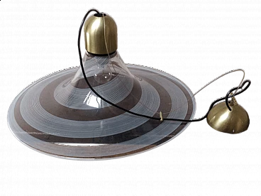 Lampada a sospensione in vetro di Murano con motivo a spirale, anni '70