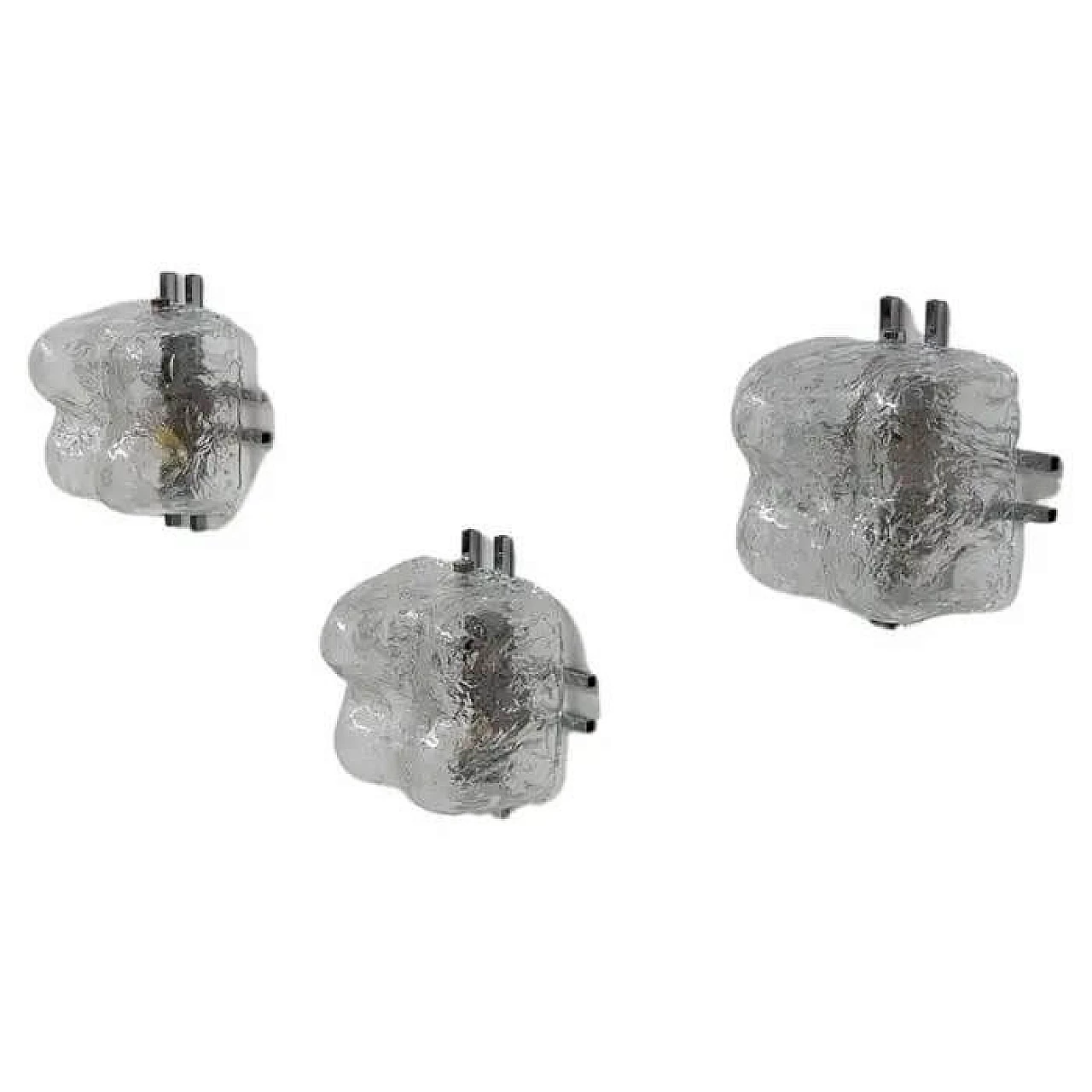 3 Lampade da parete di Carlo Nason per Mazzega in vetro di Murano, anni '70 9