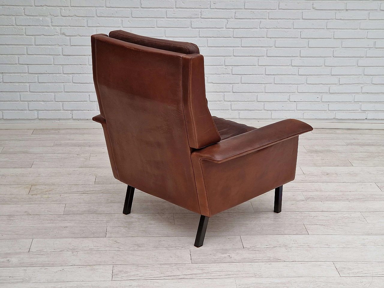 Danish leather armchair by Arne Vodder for Fritz Hansen, 1970s 7