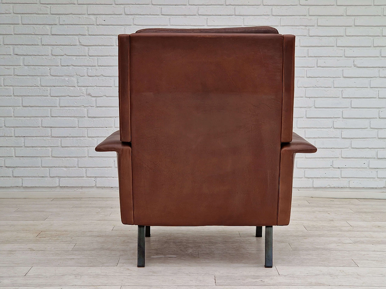 Danish leather armchair by Arne Vodder for Fritz Hansen, 1970s 8