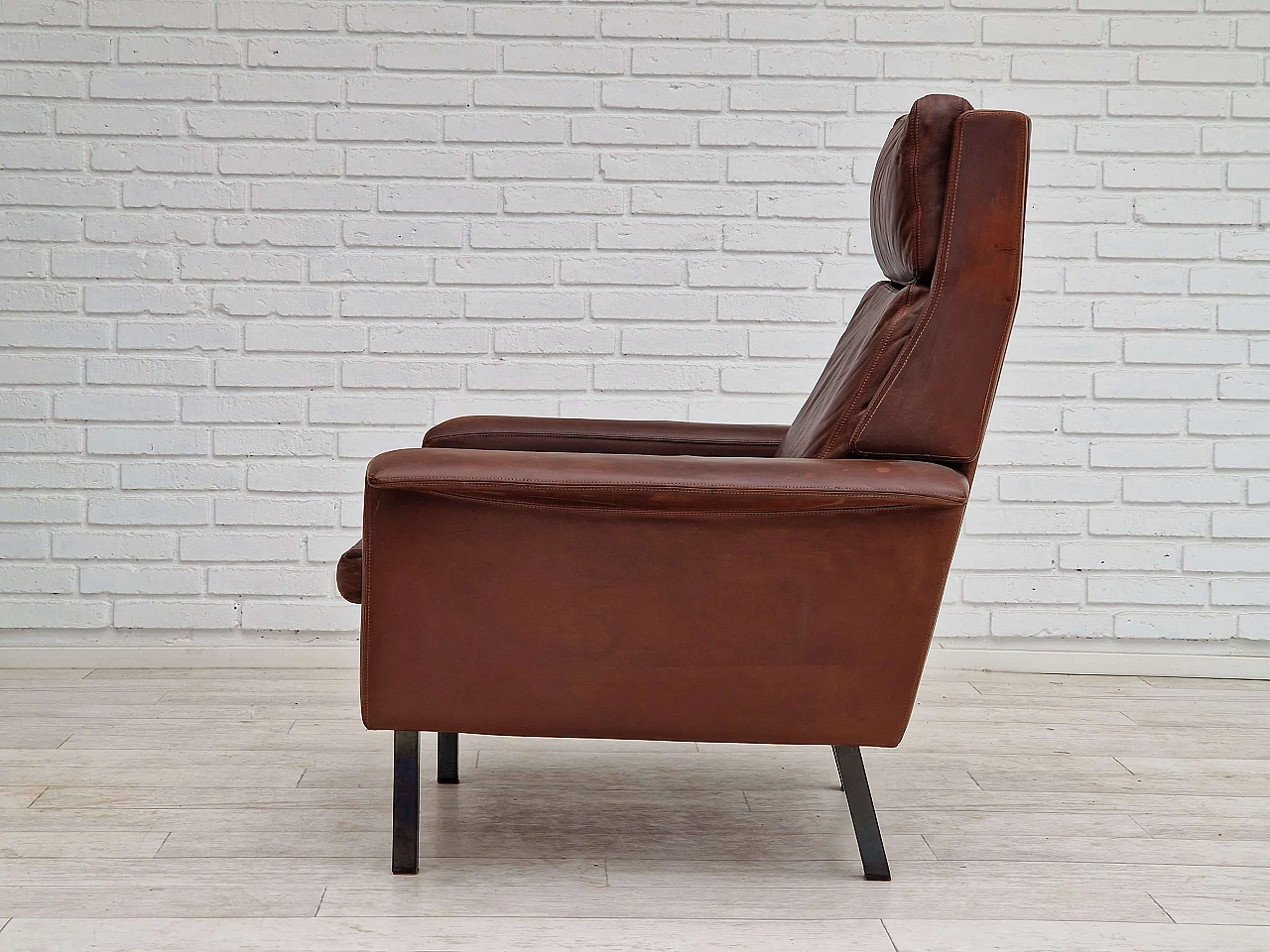 Danish leather armchair by Arne Vodder for Fritz Hansen, 1970s 10