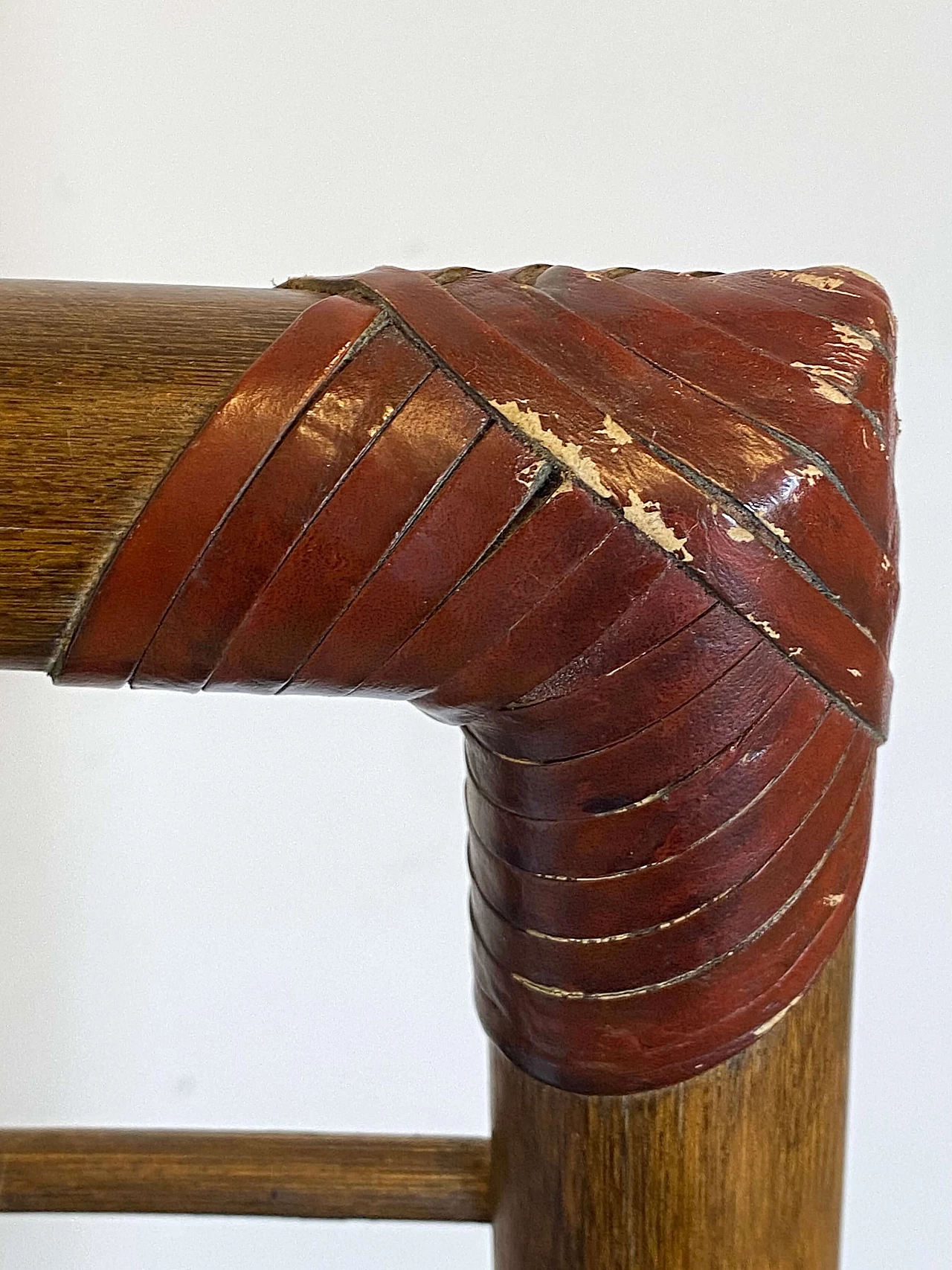 4 Bamboo and rush chairs with leather bindings, 1970s 13