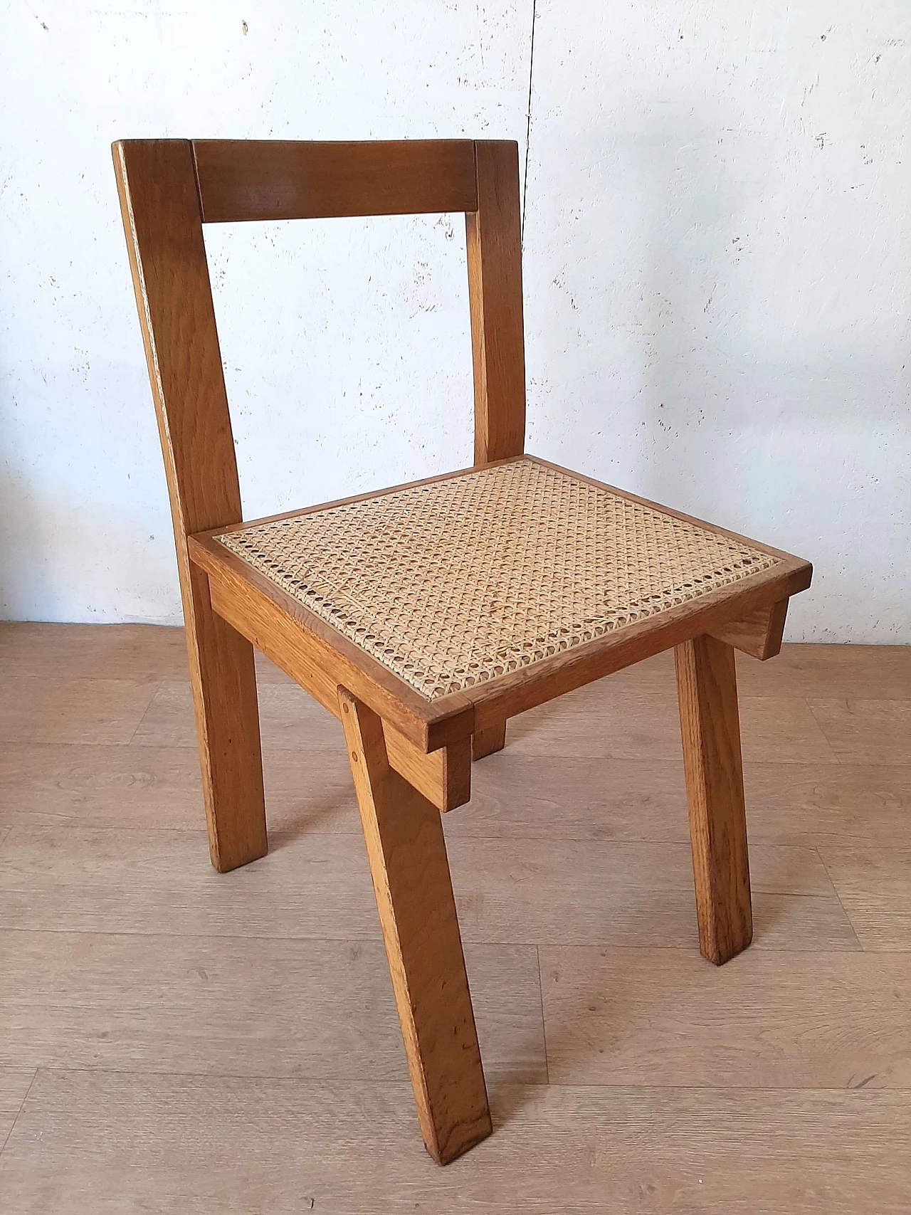 4 Oak chairs with Vienna straw seats, 1980s 4