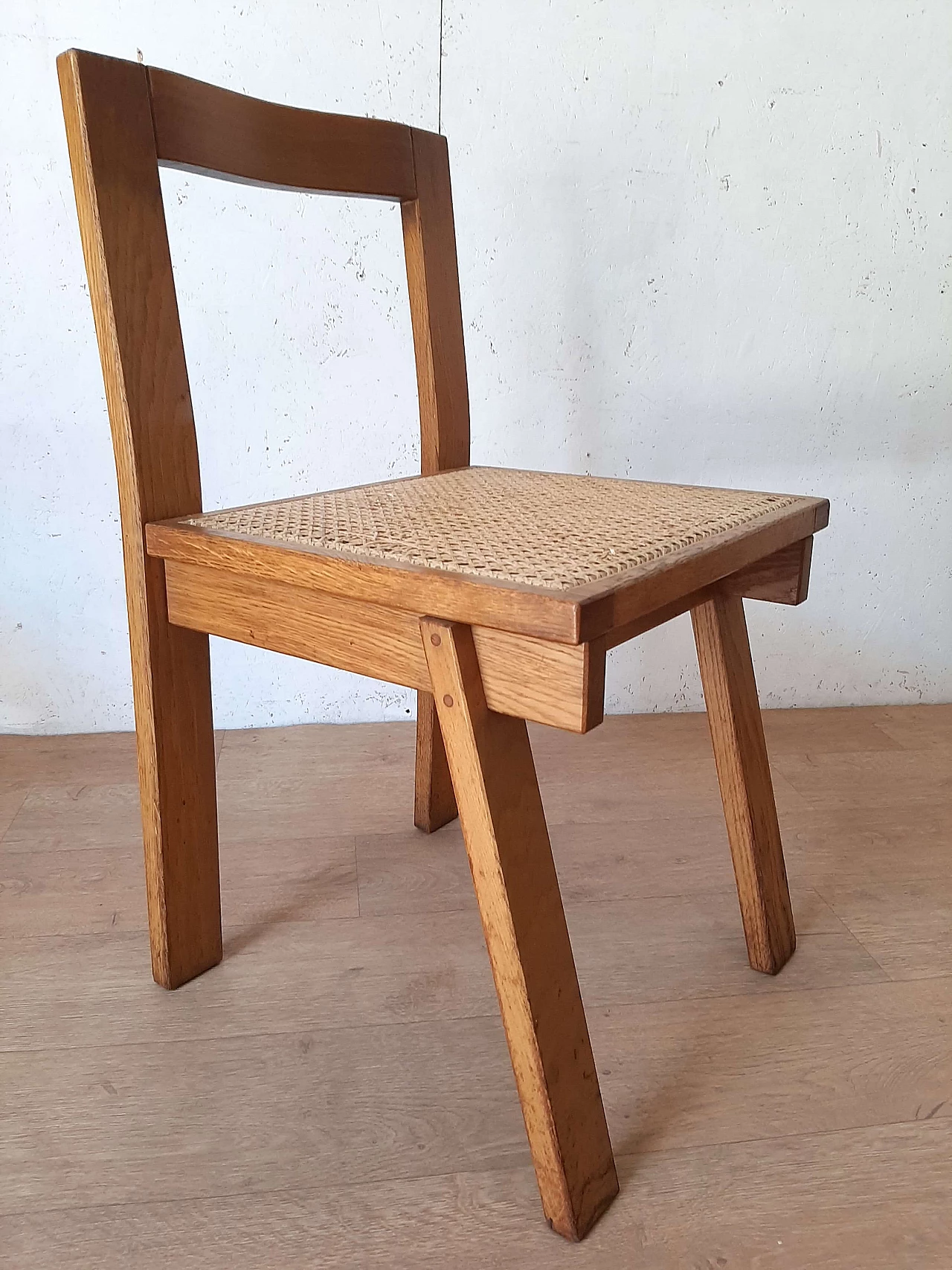 4 Oak chairs with Vienna straw seats, 1980s 10