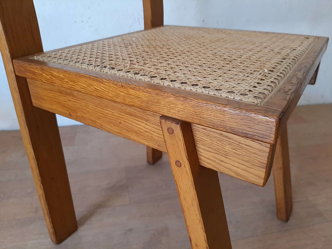 4 Oak chairs with Vienna straw seats, 1980s 11