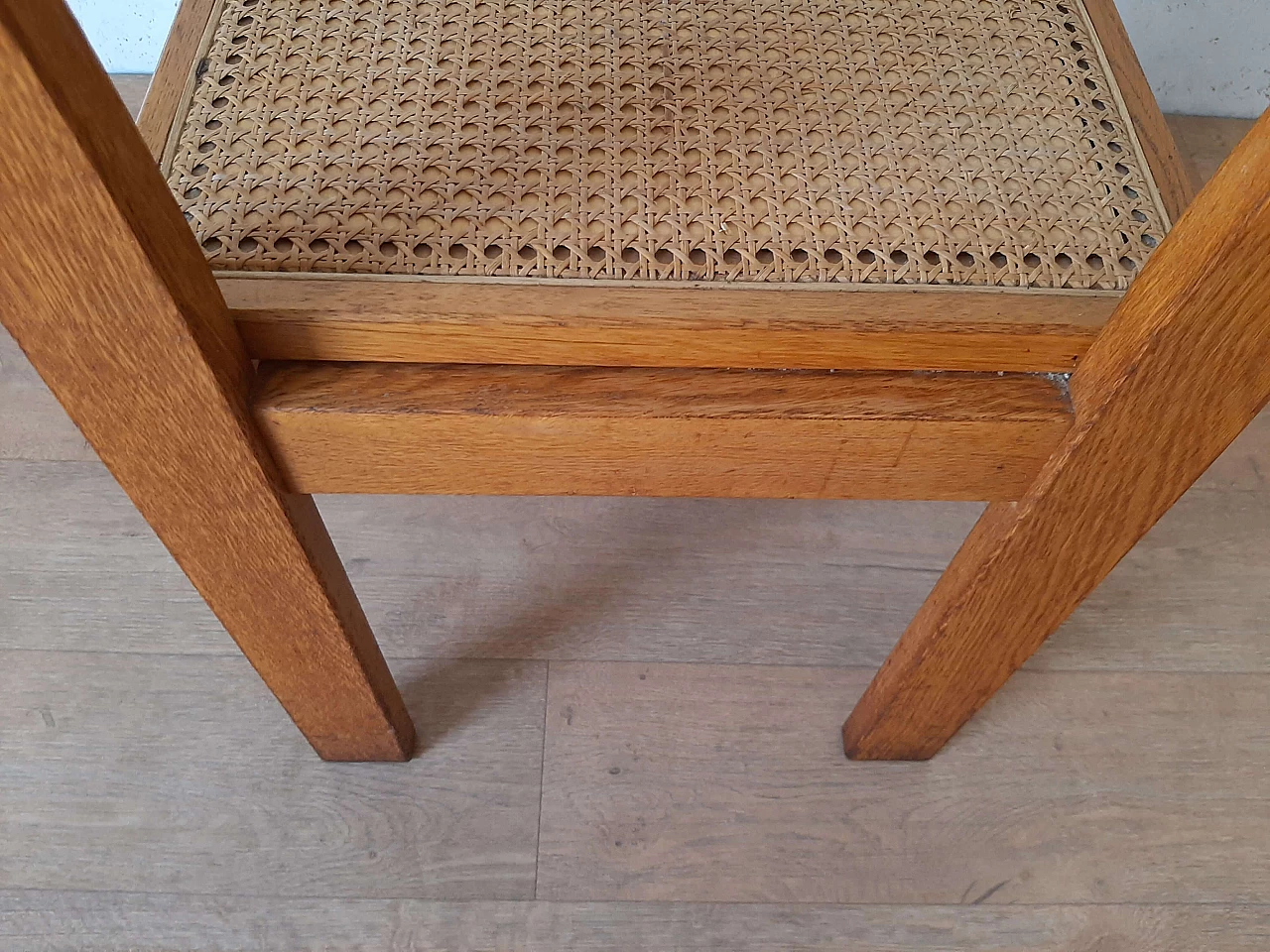 4 Oak chairs with Vienna straw seats, 1980s 14