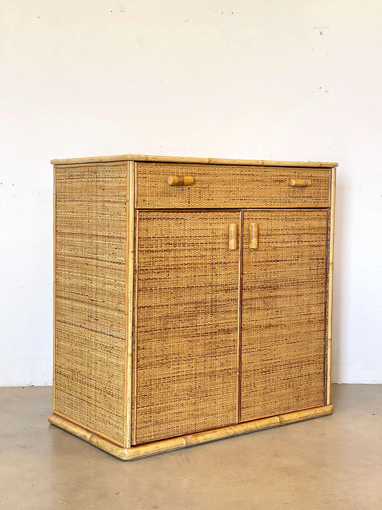 Bamboo and wicker sideboard, 1980s 5
