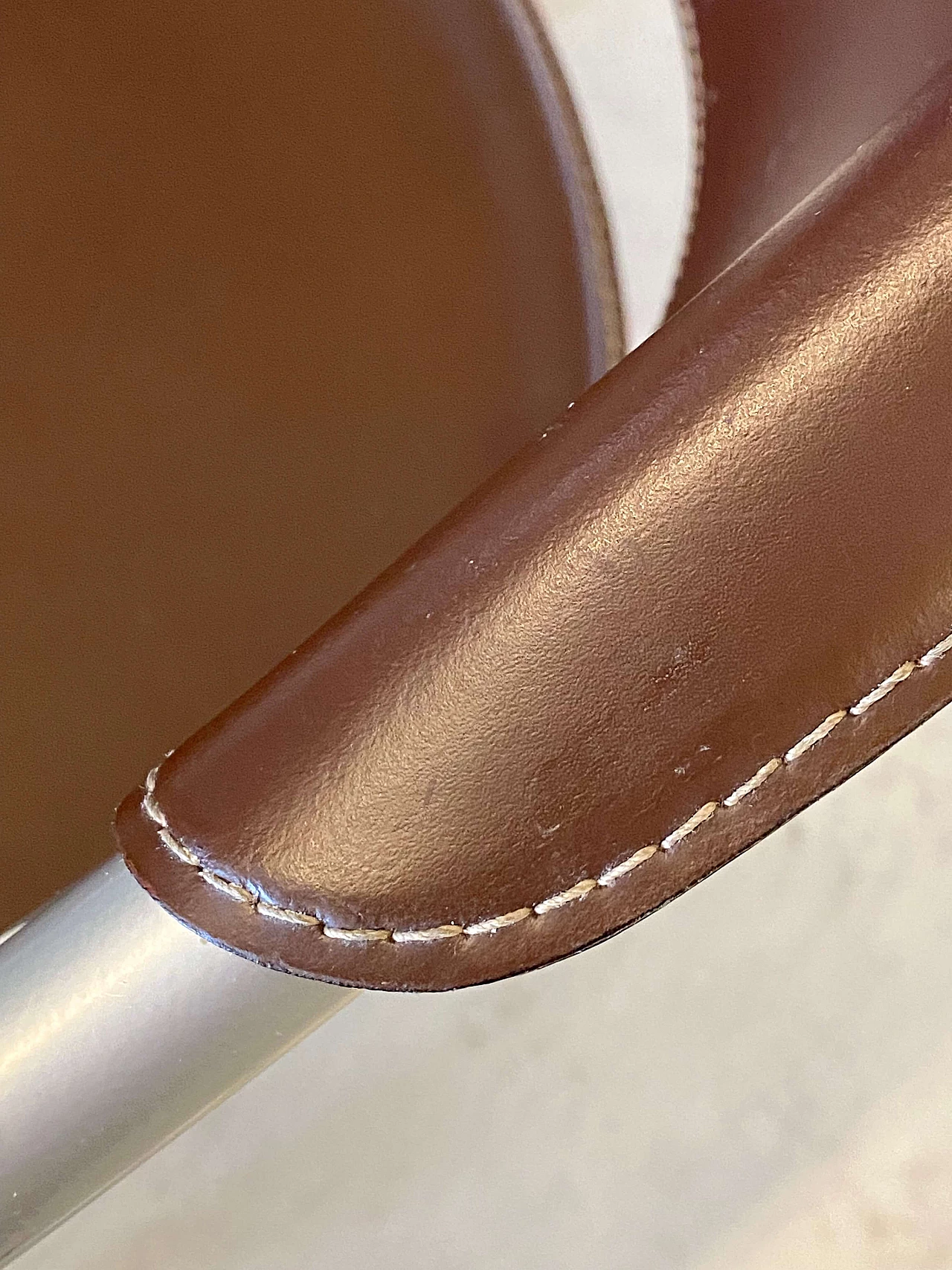 6 Varnished steel and leather chairs by Calligaris, 1990s 12