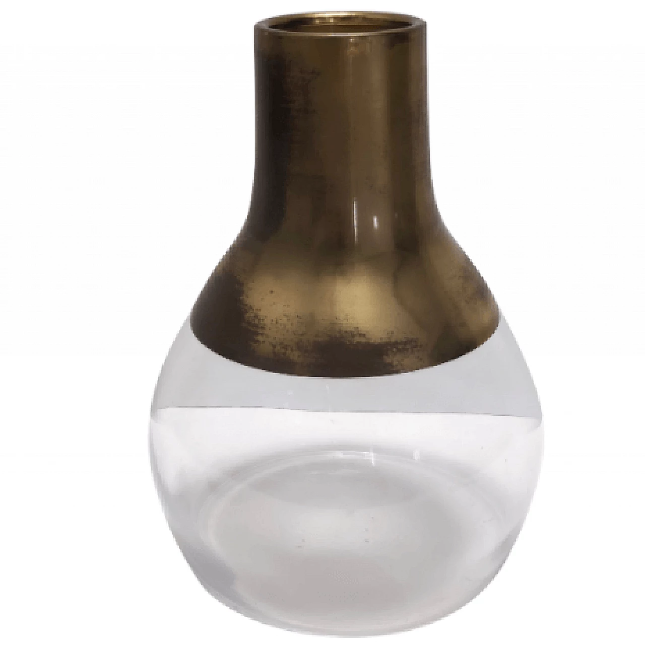 Glass and brass vase in the style of Max Ingrand, 1960s 1