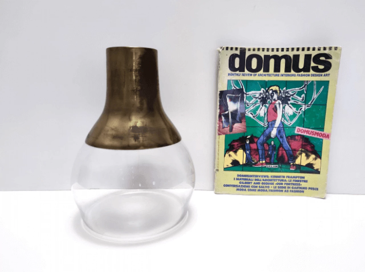 Glass and brass vase in the style of Max Ingrand, 1960s 3