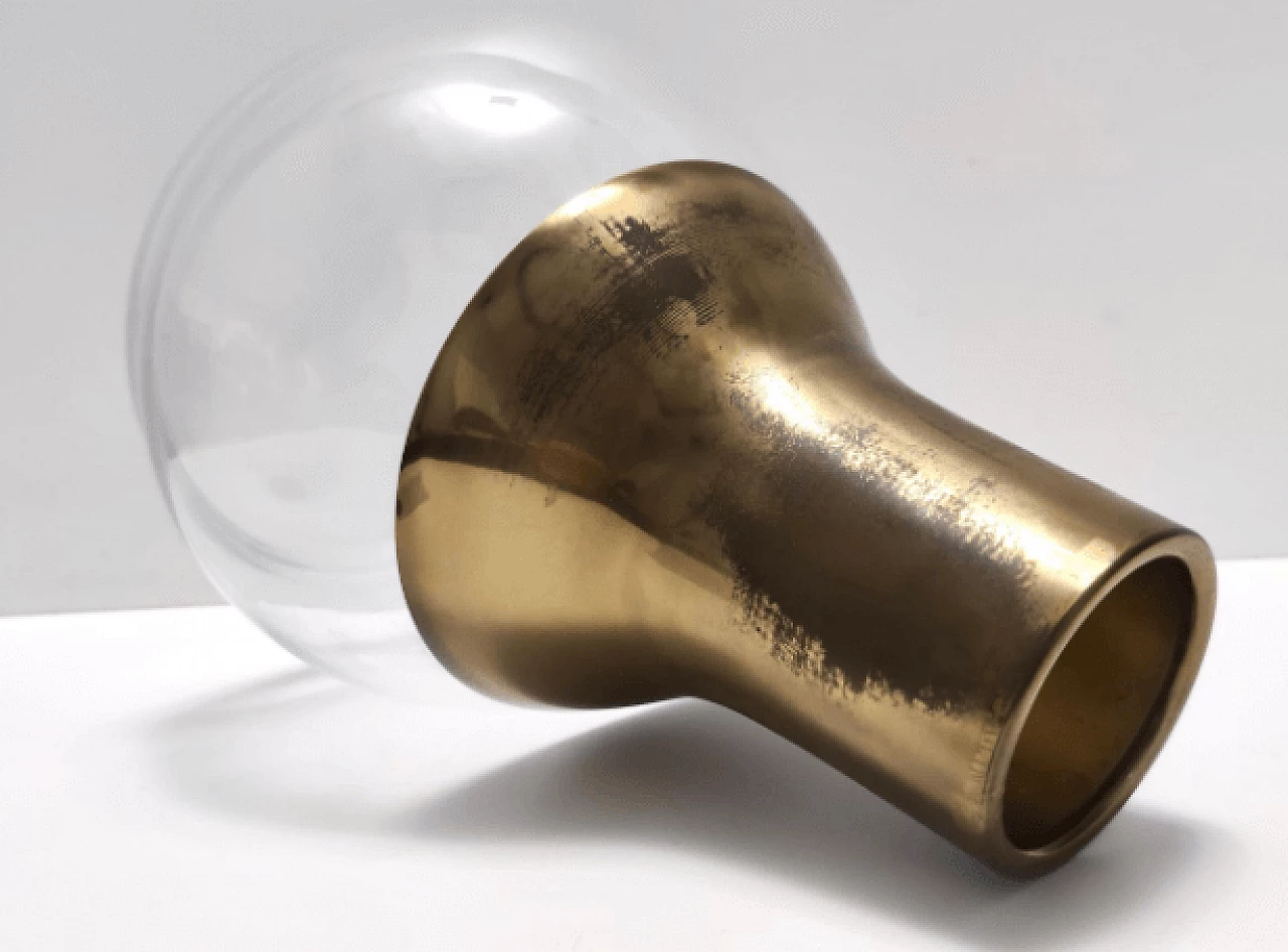 Glass and brass vase in the style of Max Ingrand, 1960s 8