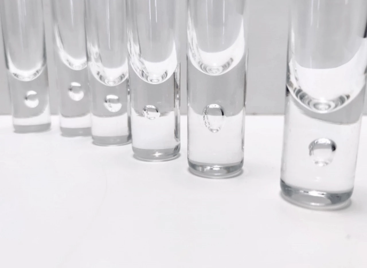 6 Bicchieri da liquore e vassoio in vetro e acciaio di Holme Sweden, anni '70 5