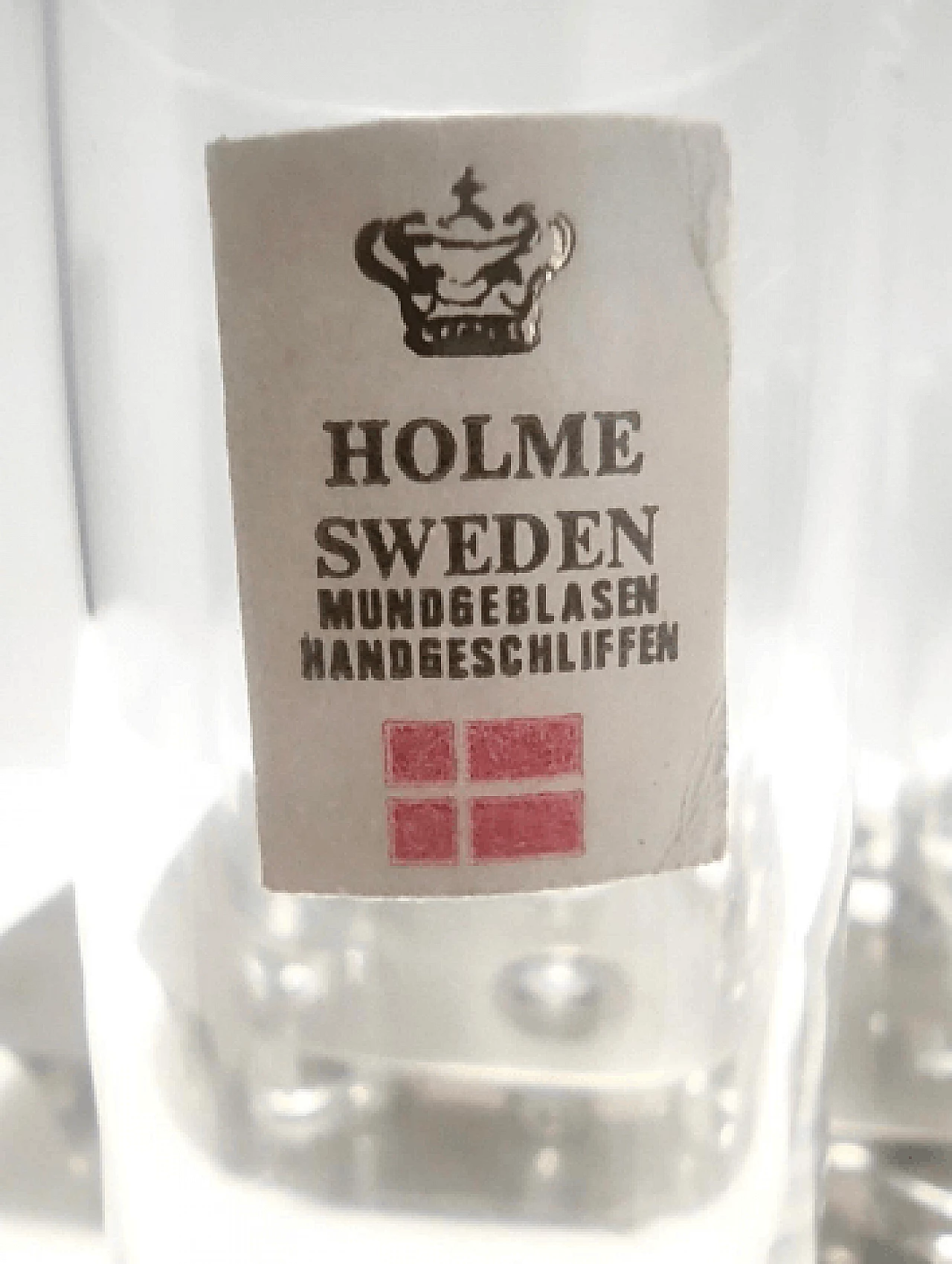 6 Bicchieri da liquore e vassoio in vetro e acciaio di Holme Sweden, anni '70 6