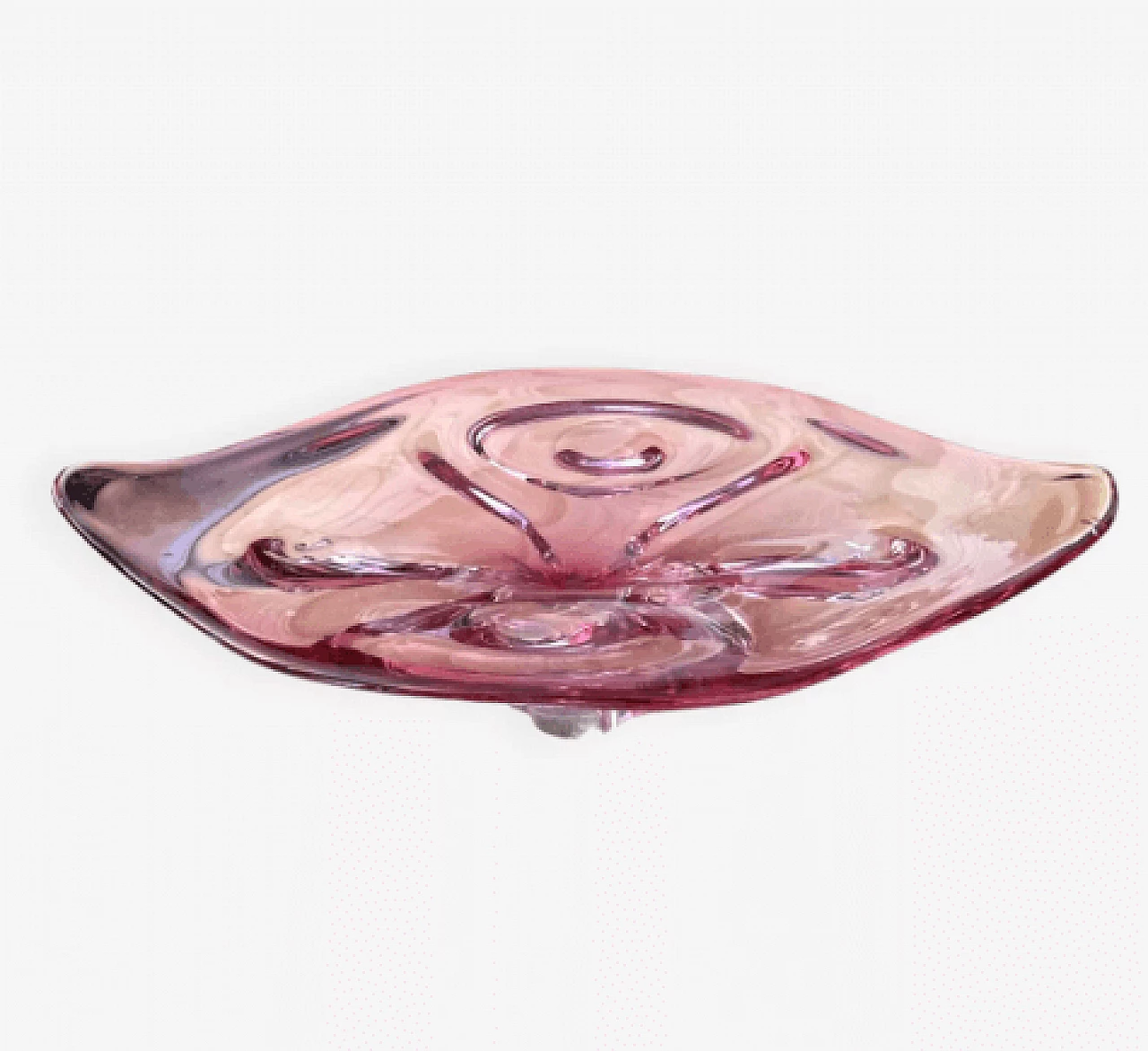 Pink glass tray by Josef Hospodka for Chribska Sklarna, 1960s 1