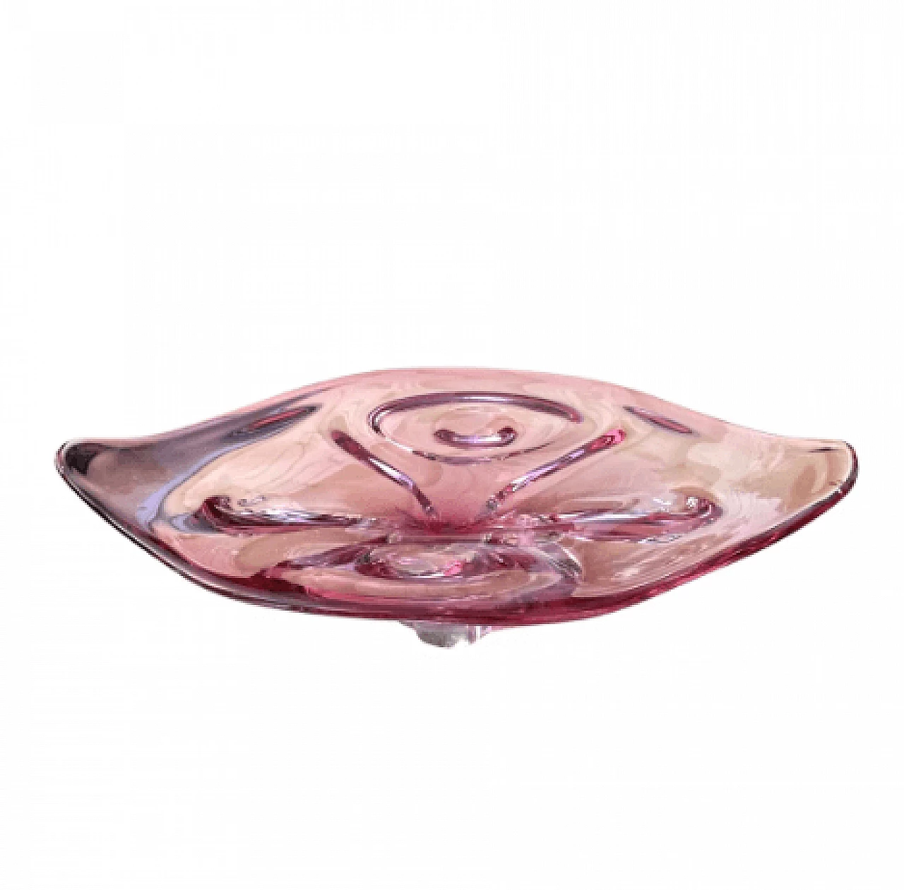 Pink glass tray by Josef Hospodka for Chribska Sklarna, 1960s 2