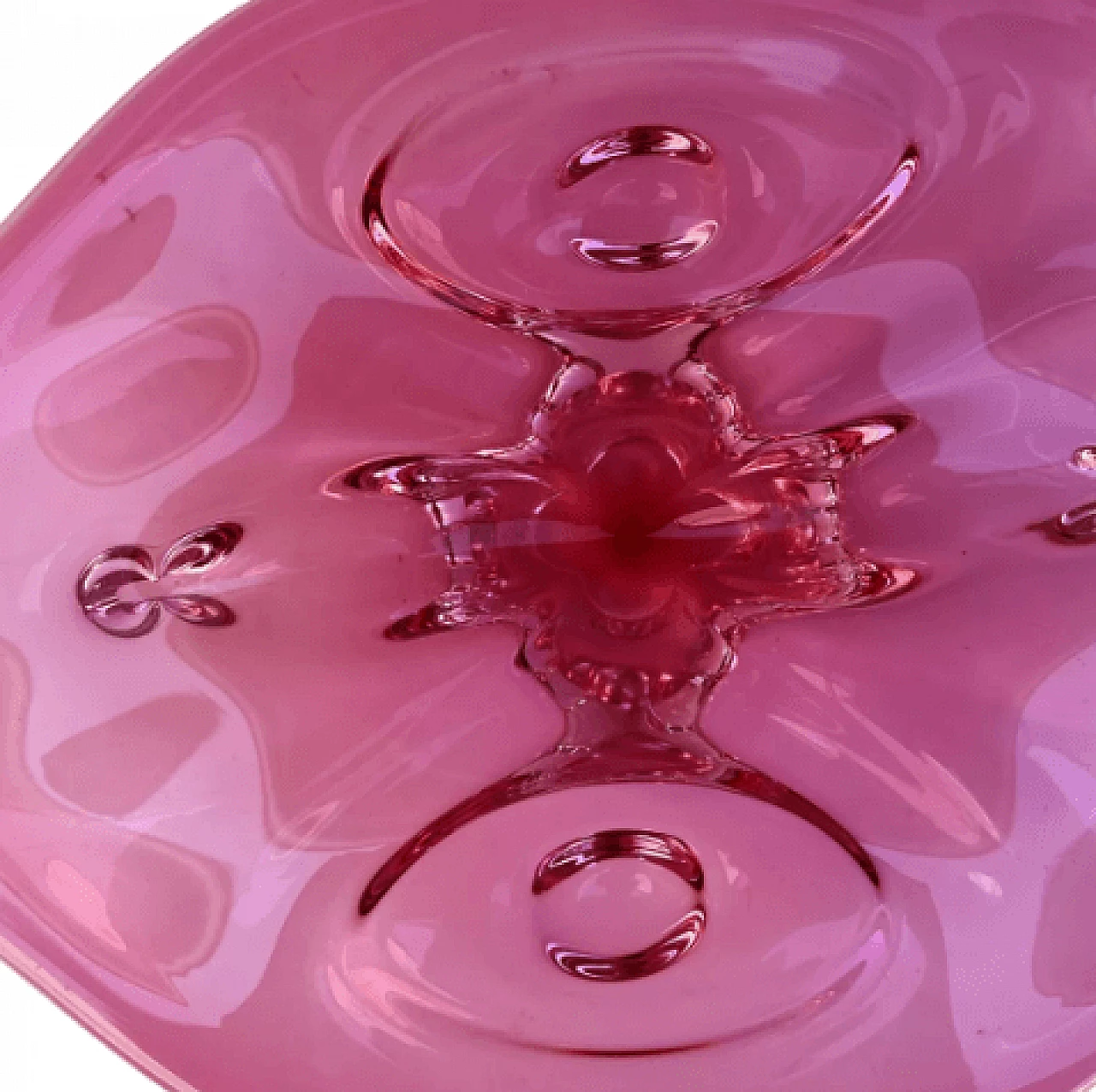 Pink glass tray by Josef Hospodka for Chribska Sklarna, 1960s 3