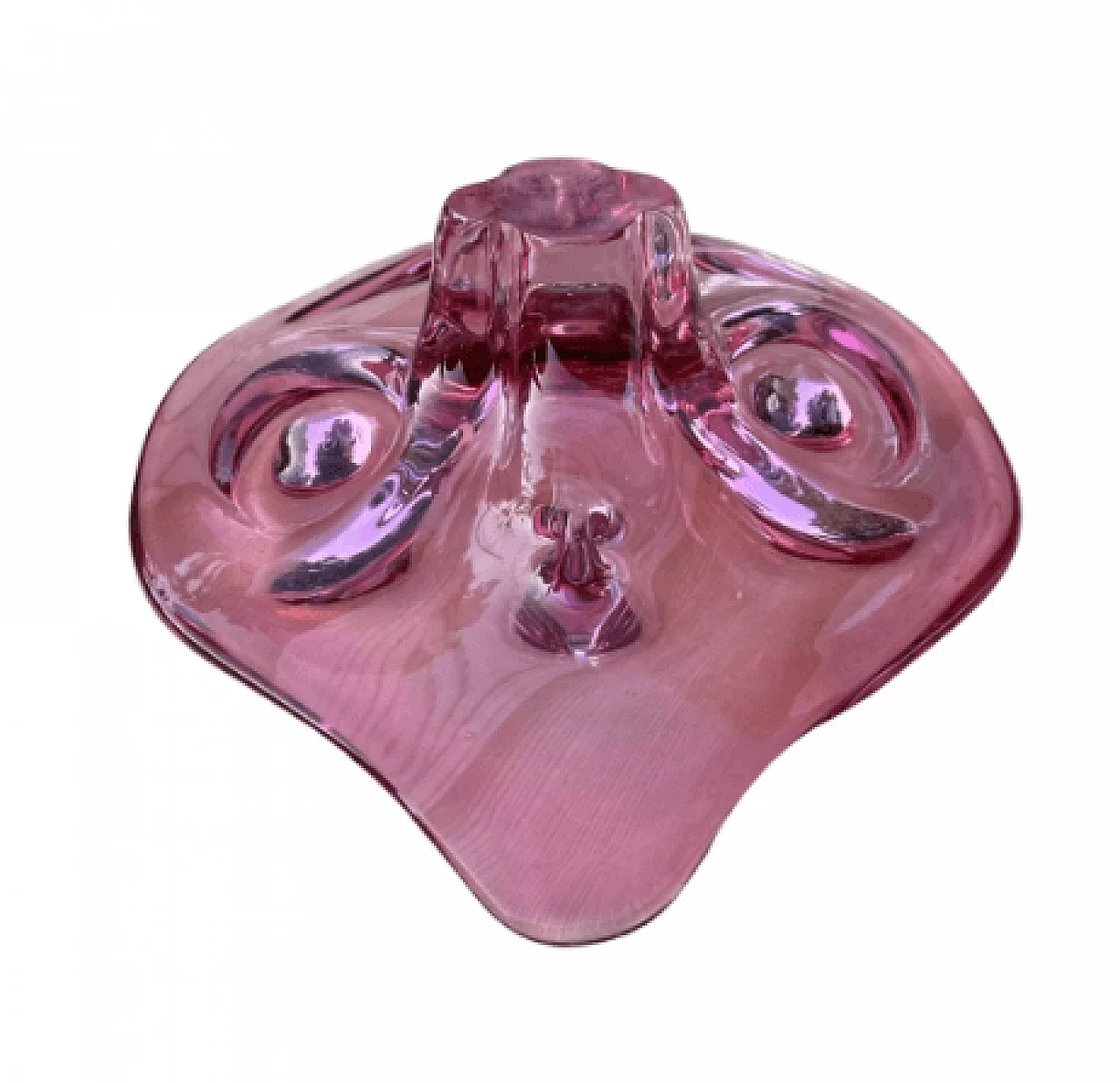 Pink glass tray by Josef Hospodka for Chribska Sklarna, 1960s 5