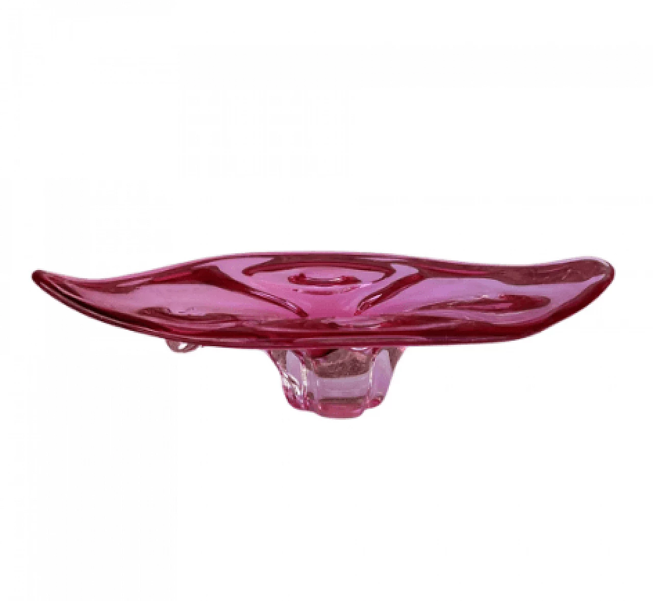 Pink glass tray by Josef Hospodka for Chribska Sklarna, 1960s 9