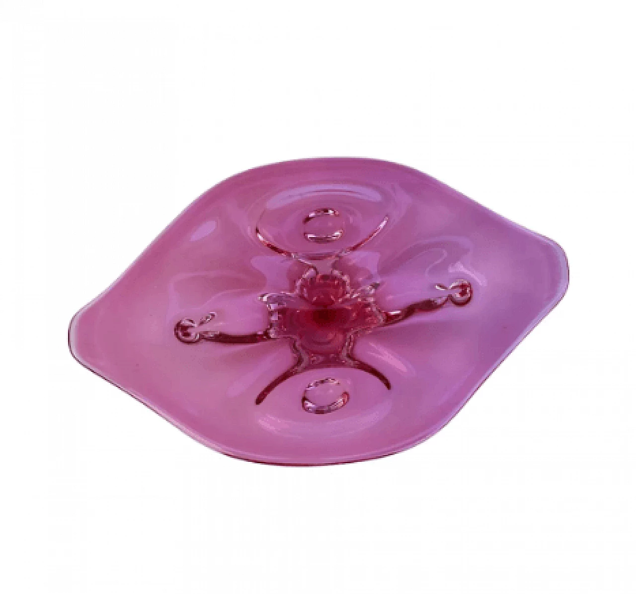 Pink glass tray by Josef Hospodka for Chribska Sklarna, 1960s 11