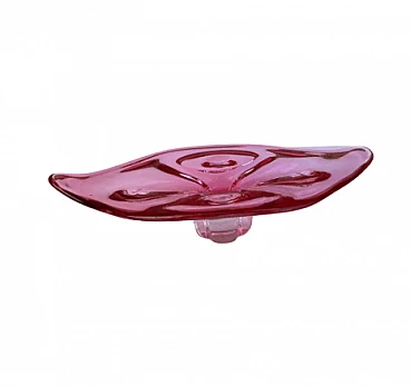 Pink glass tray by Josef Hospodka for Chribska Sklarna, 1960s