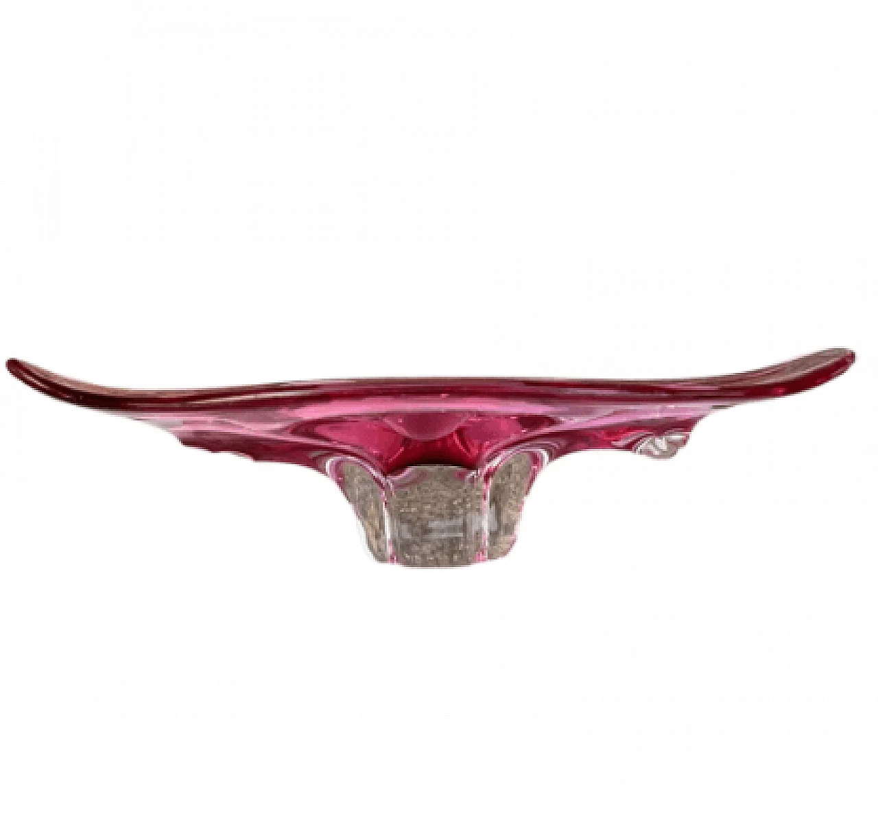 Pink glass tray by Josef Hospodka for Chribska Sklarna, 1960s 13