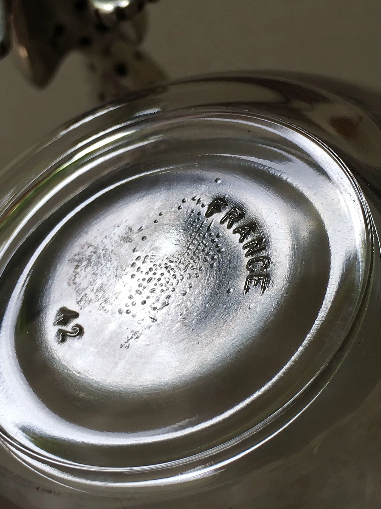 Glass and metal bowl and spoon with cheetahs 12