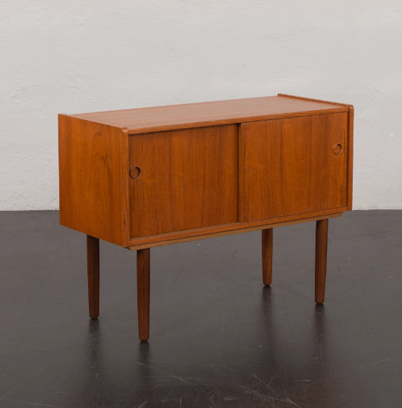 Danish teak veneered cabinet with sliding doors, 1960s 2