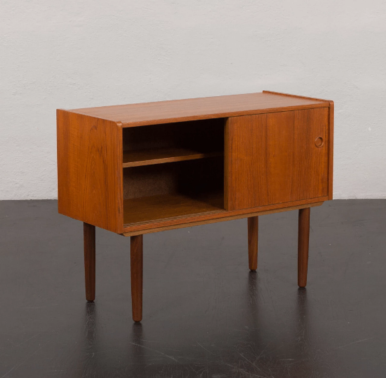 Danish teak veneered cabinet with sliding doors, 1960s 3