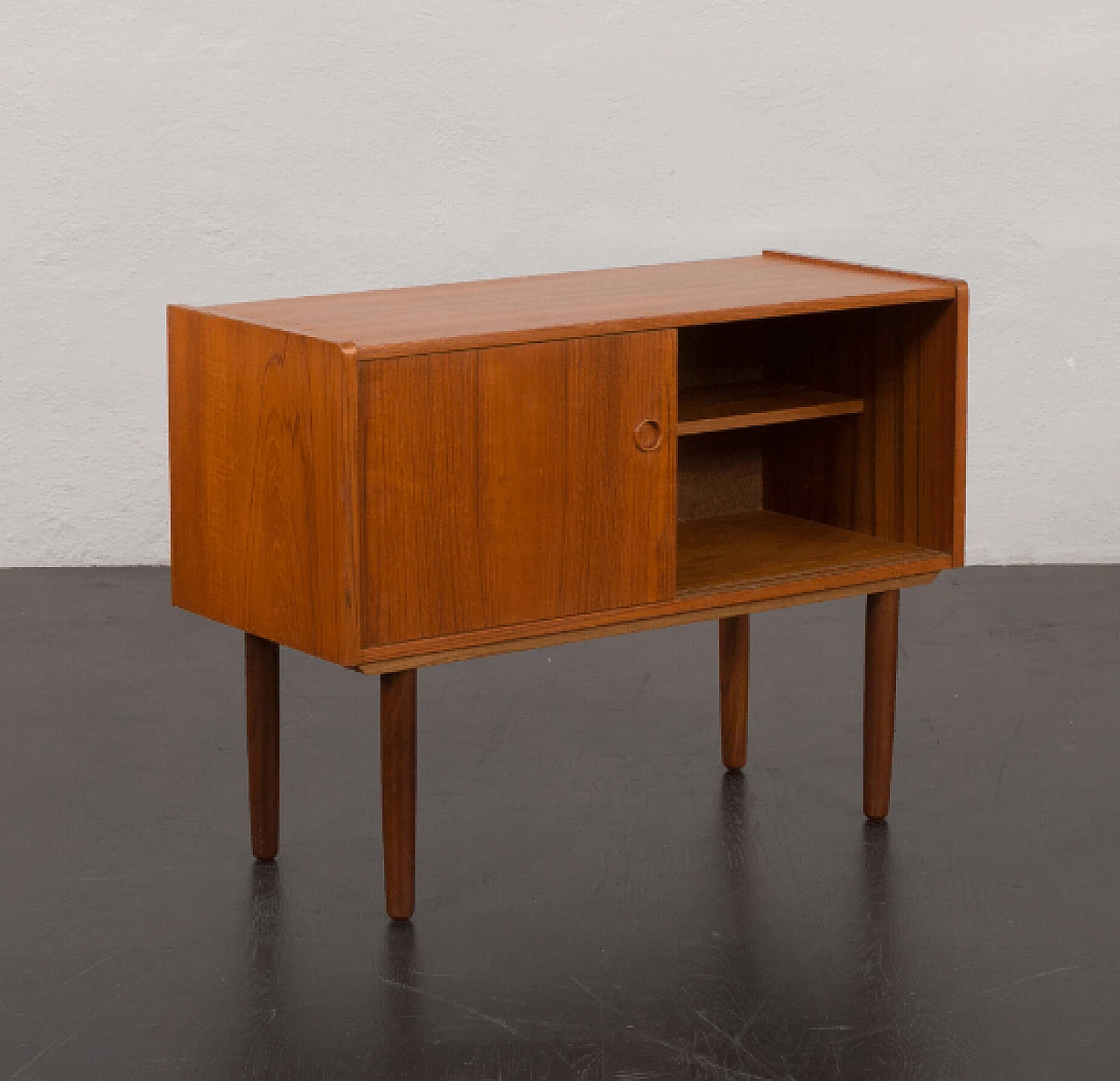 Danish teak veneered cabinet with sliding doors, 1960s 4