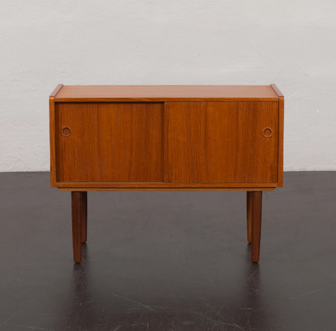 Danish teak veneered cabinet with sliding doors, 1960s 5