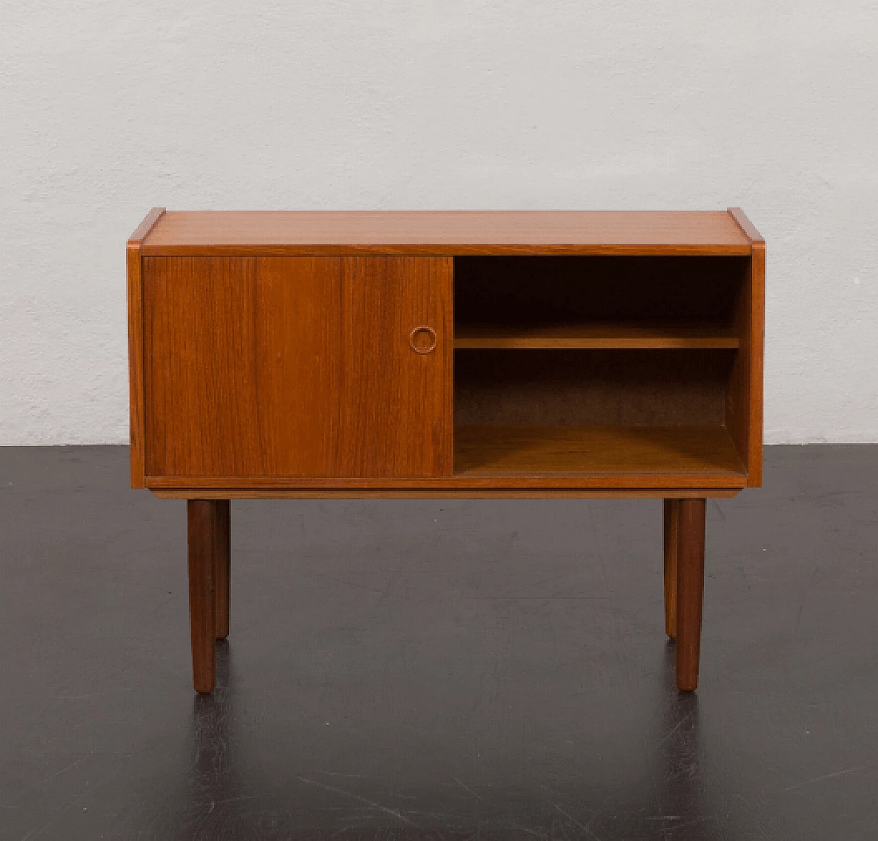 Danish teak veneered cabinet with sliding doors, 1960s 6