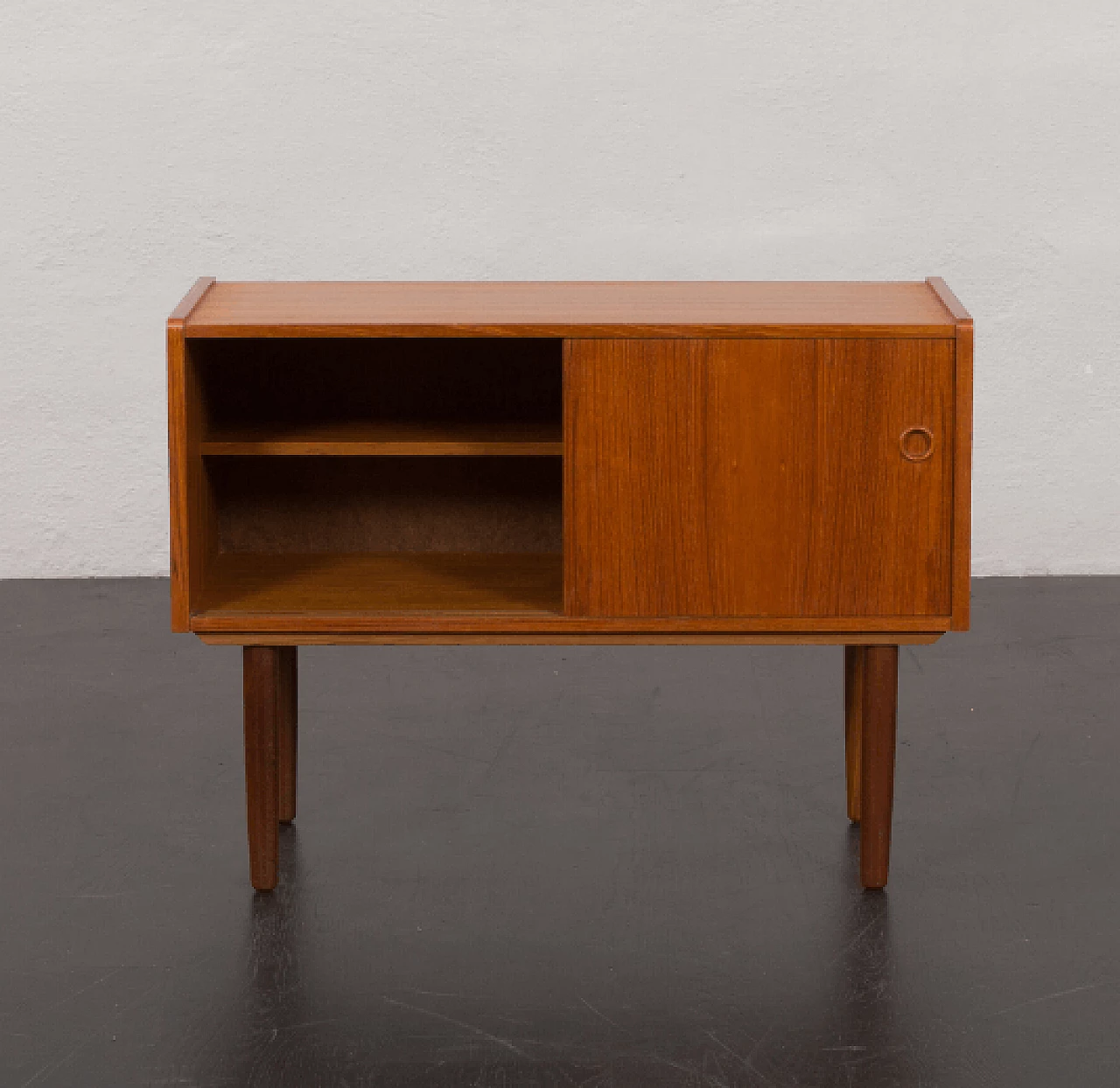 Danish teak veneered cabinet with sliding doors, 1960s 7