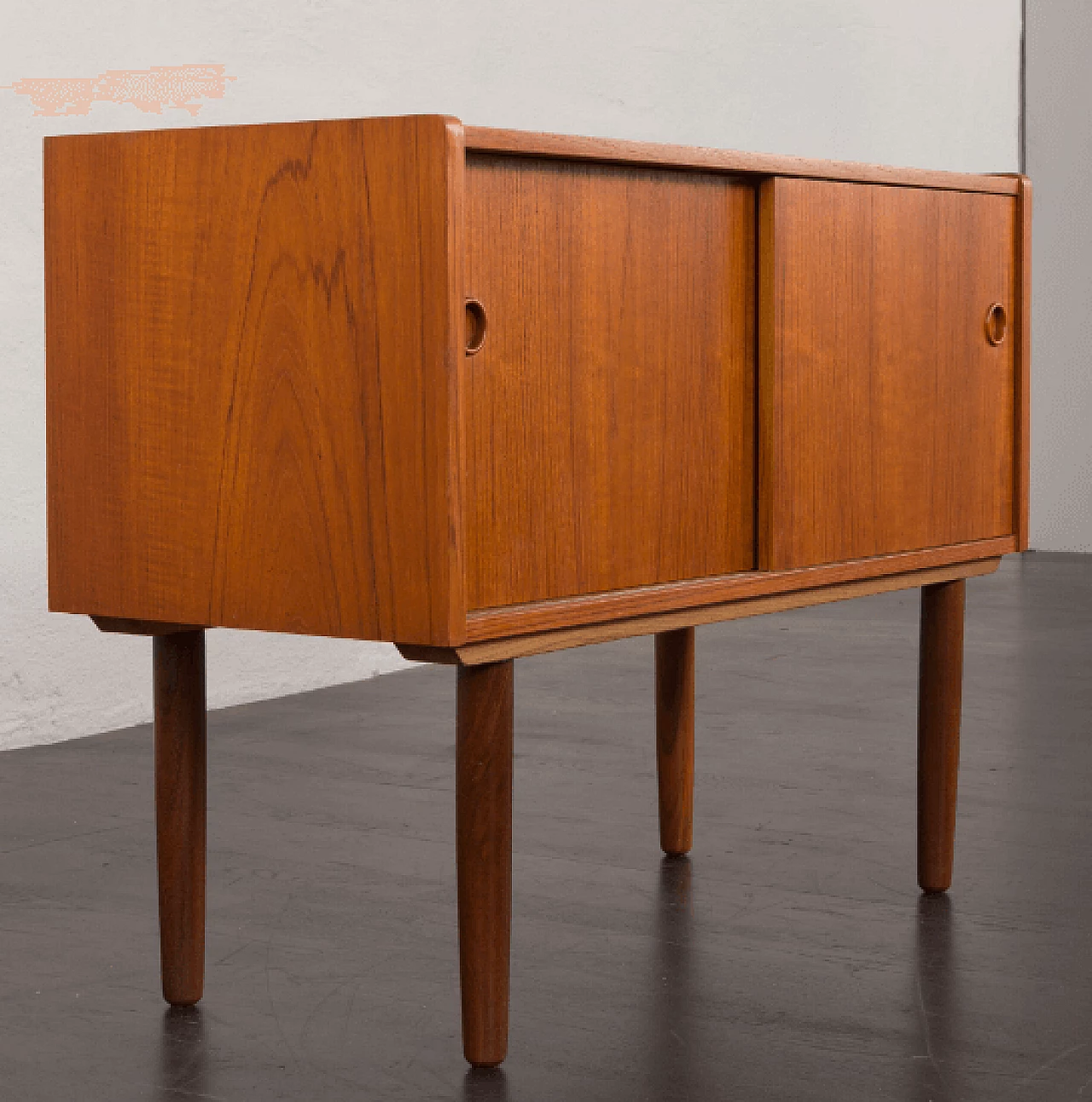 Danish teak veneered cabinet with sliding doors, 1960s 10