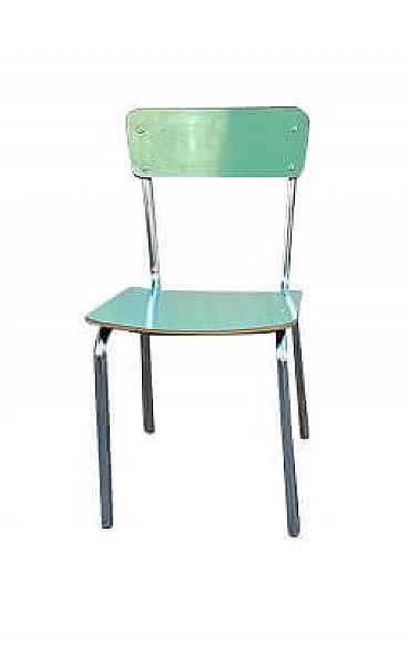 Sedia da bambino in acciaio tubolare e formica verde, anni '60